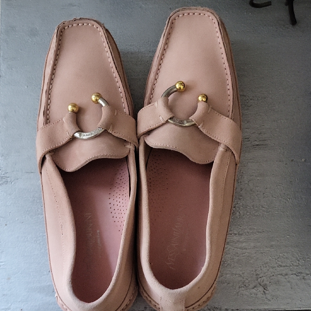 Vintage Ysl Pink Suede Leather Loafers